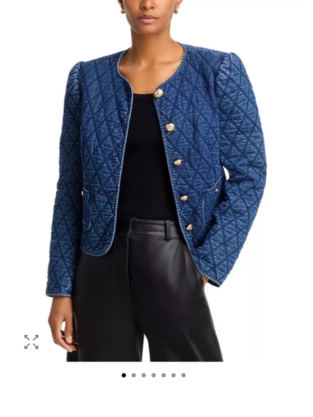 Cinq a Sept Gretchen Quilted Blue Denim Jacket, Sz Medium
